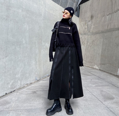 Aラインモダンロングスカート ブラック /レディース モレビー|モード系ファッションブランド