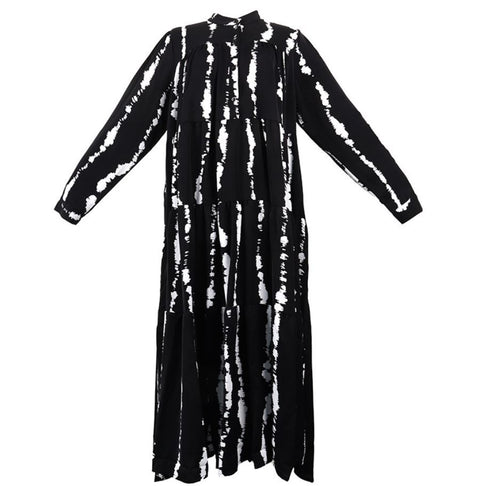 ゆったりストライプ白黒ロングワンピース ビッグシルエット /レディース モレビー|モード系ファッションブランド