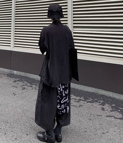 羽織風半袖和風シャツ 半袖 ブラック /ユニセックス ・メンズ モレビー|モード系ファッションブランド