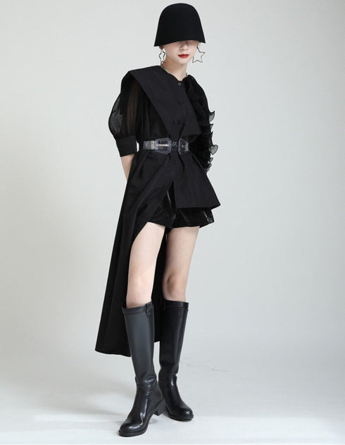 アシンメトリーモダンロングシャツ /レディース モレビー|モード系ファッションブランド