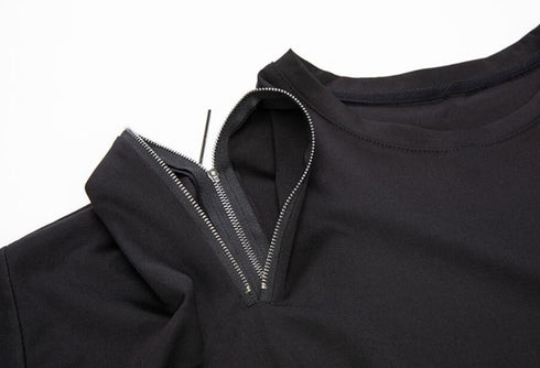 アシンメトリー半袖Tシャツ/カットソー ブラック ホワイト /レディース モレビー|モード系ファッションブランド