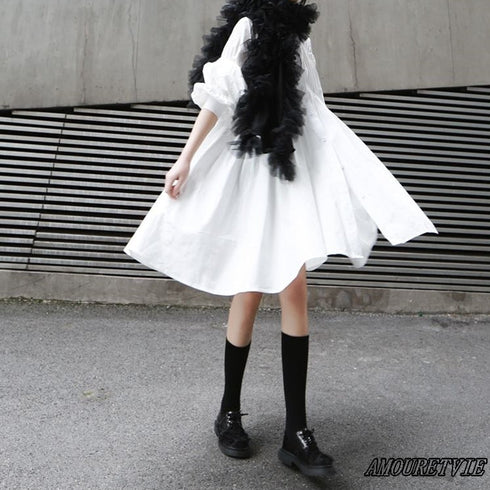 アシンメトリープリーツワンピース ビッグサイズ /レディース モレビー|モード系ファッションブランド