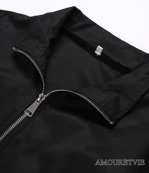 バブルスリーブフリルブルゾン ジャケット 黒 ブラック /レディース モレビー|モード系ファッションブランド