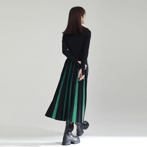 ストライプモノトーンニット白黒ロングスカート /レディース モレビー|モード系ファッションブランド