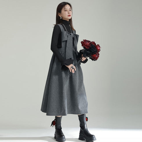 ビッグサイズリボンサロペット Aライン モダン おしゃれ /レディース モレビー|モード系ファッションブランド