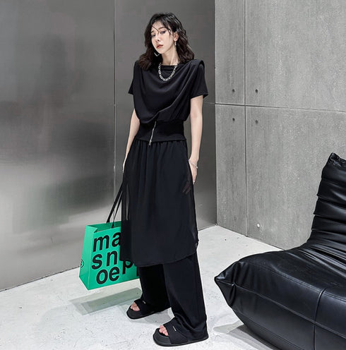 モダンおしゃれ半袖シャツ/カットソー ブラック 黒 /レディース モレビー|モード系ファッションブランド