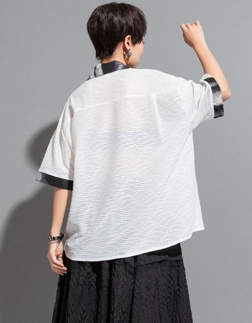 シースルー半袖シャツ/ブラウス ブラック ホワイト /レディース モレビー|モード系ファッションブランド