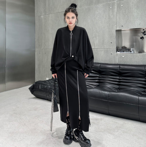 モダンデザインアシンメトリージャケット ブラック /レディース モレビー|モード系ファッションブランド