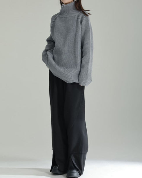 アシンメトリーゆったりセーター/ニット ビッグサイズ /レディース モレビー|モード系ファッションブランド