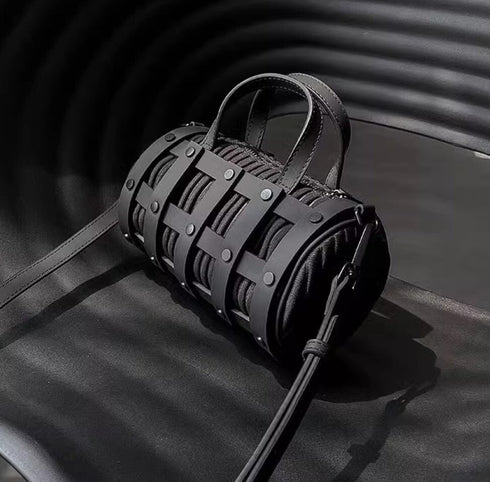 レザーハンドバッグ ショルダーバッグ ブラック 格子 /ユニセックス モレビー|モード系ファッションブランド