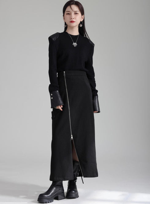 アシンメトリージッパーロングスカート /レディース モレビー|モード系ファッションブランド