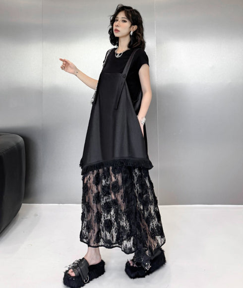 アシンメトリーレースサロペット シック モダン おしゃれ /レディース モレビー|モード系ファッションブランド