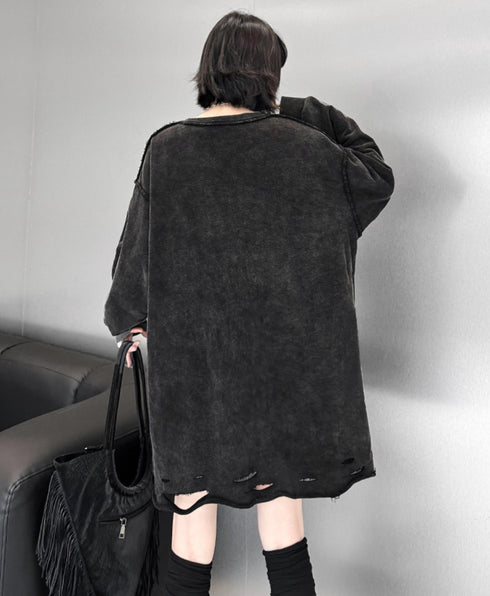 シック&モダンデザインダメージ加工スウェットシャツ /レディース モレビー|モード系ファッションブランド