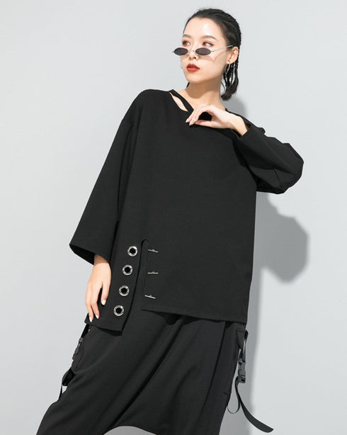 アシンメトリーリングデザインTシャツ/カットソー オーバーサイズ /レディース モレビー|モード系ファッションブランド