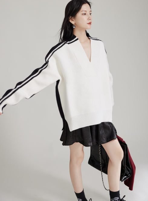 白黒ラインモノトーンセーター /レディース モレビー|モード系ファッションブランド