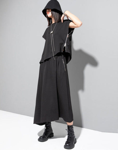 ノースリーブTシャツ ショート丈 クロップドシャツ ドロップショルダー /レディース モレビー|モード系ファッションブランド