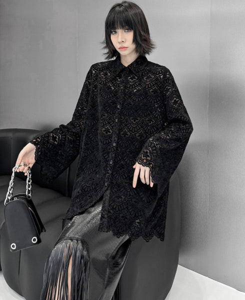 ルーズシルエットレース長袖シャツ /レディース モレビー|モード系ファッションブランド