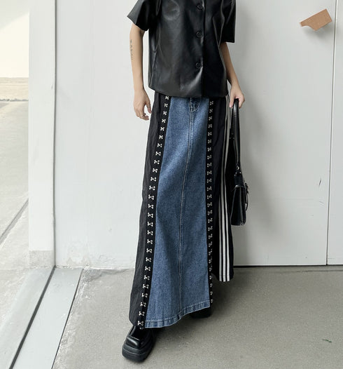 アシンメトリーロングデニムスカート おしゃれ モダン /レディース モレビー|モード系ファッションブランド