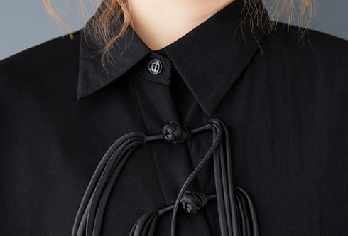 香港風アシンメトリーブラックシャツ /レディース モレビー|モード系ファッションブランド