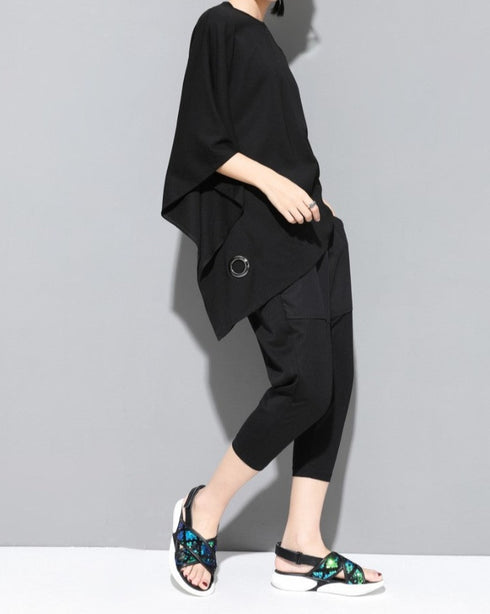 アシンメトリー七分袖Tシャツ オーバーサイズ オーバーシルエット /ユニセックス モレビー|モード系ファッションブランド