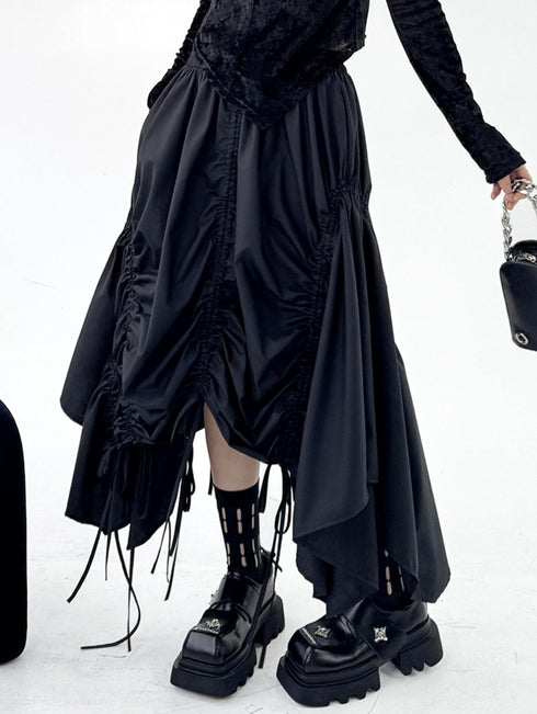 ギャザー仕様2WAYロングスカート /レディース モレビー|モード系ファッションブランド