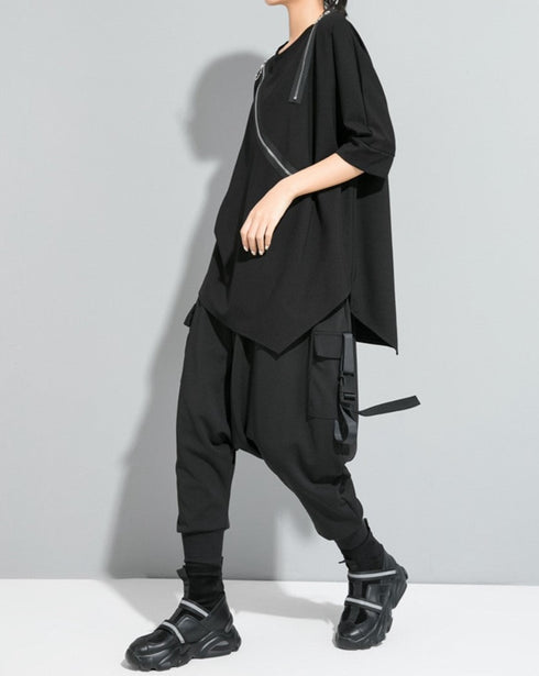 五分袖アシンメトリーTシャツ/カットソー /ユニセックス モレビー|モード系ファッションブランド