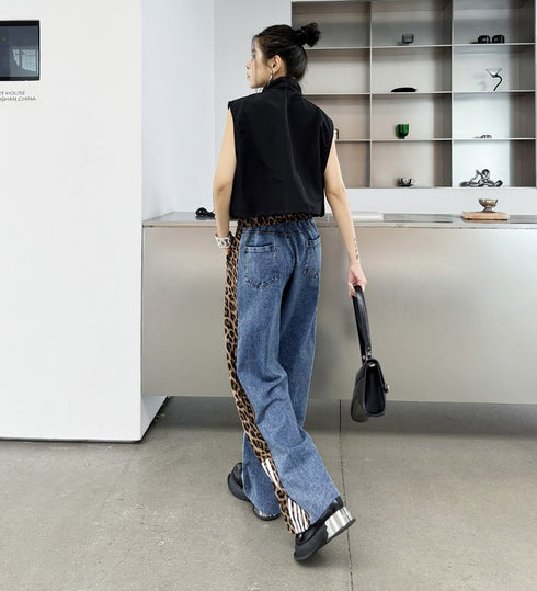 ヒョウ柄デザインモダンデニムジーンズ おしゃれ かわいい /レディース モレビー|モード系ファッションブランド