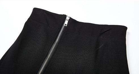 アシンメトリーファスナースタイルロングスカート ブラック 黒 /レディース モレビー|モード系ファッションブランド