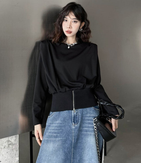 モダンブラック長袖シャツ /レディース モレビー|モード系ファッションブランド