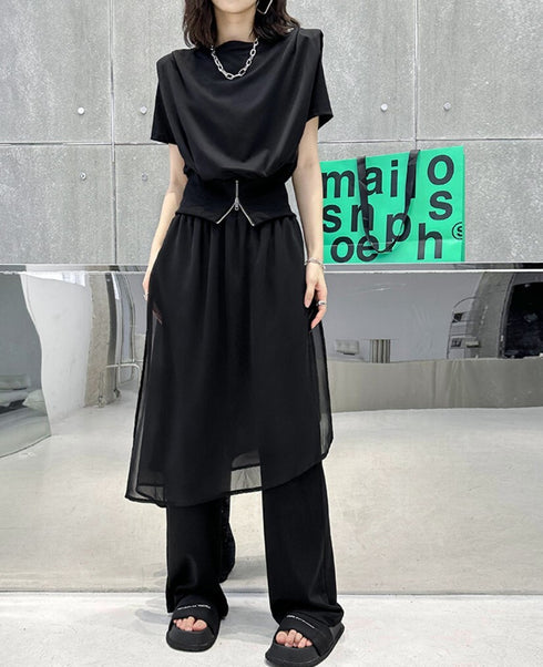 モダンおしゃれ半袖シャツ/カットソー ブラック 黒 /レディース モレビー|モード系ファッションブランド