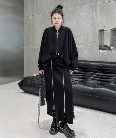 モダンデザインアシンメトリージャケット ブラック /レディース モレビー|モード系ファッションブランド