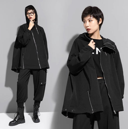 フード付きアシンメトリージャケット/コート /レディース モレビー|モード系ファッションブランド