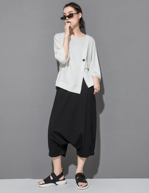 スリット入りアシンメトリー七分袖Tシャツ /レディース モレビー|モード系ファッションブランド