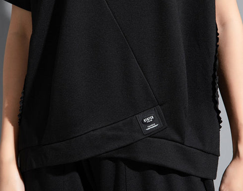 バイカラーTシャツ/カットソー アシンメトリー ギャザー /レディース モレビー|モード系ファッションブランド