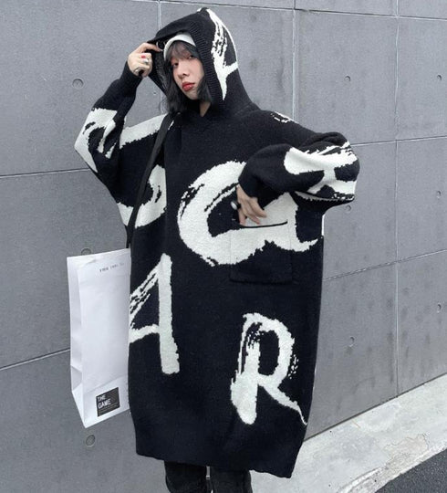 モノトーン白黒オーバーサイズ/ビッグサイズ個性派モダンセーター・ニット おしゃれ /レディース モレビー|モード系ファッションブランド