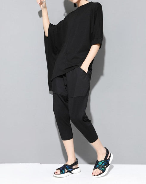 アシンメトリー七分袖Tシャツ オーバーサイズ オーバーシルエット /ユニセックス モレビー|モード系ファッションブランド