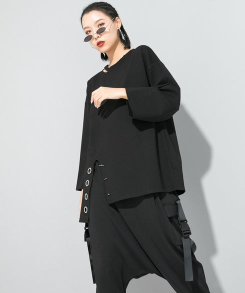 アシンメトリーリングデザインTシャツ/カットソー オーバーサイズ /レディース モレビー|モード系ファッションブランド