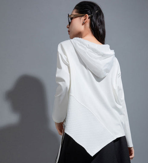 モダンアシンメトリー長袖Tシャツ/カットソー ブラック ホワイト /レディース モレビー|モード系ファッションブランド