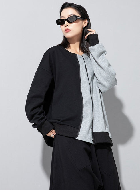 アシンメトリーバイカラーモノトーンスウェット/トレーナー /レディース モレビー|モード系ファッションブランド
