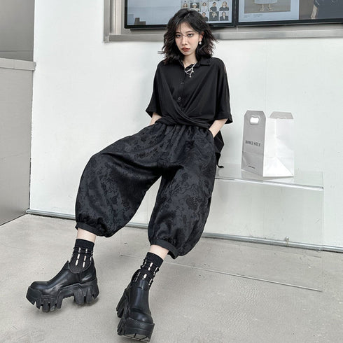 ワイドパンツ ハーフパンツ クロップドパンツ ブラック /レディース モレビー|モード系ファッションブランド