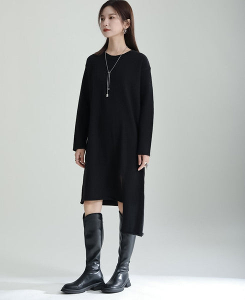 レイヤードアシンメトリーミディ丈ワンピース セーター ツーピース セット /レディース モレビー|モード系ファッションブランド