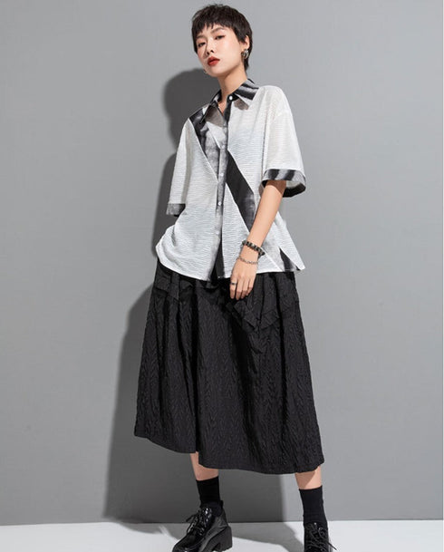 シースルー半袖シャツ/ブラウス ブラック ホワイト /レディース モレビー|モード系ファッションブランド