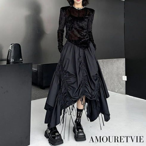 ギャザー仕様2WAYロングスカート /レディース モレビー|モード系ファッションブランド