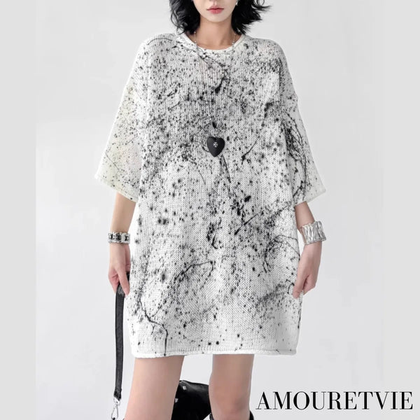 七分袖ロング丈モダンニット /レディース モレビー|モード系ファッションブランド