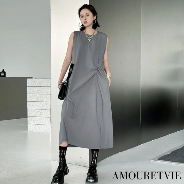 モダンノースリーブロングワンピース /レディース モレビー|モード系ファッションブランド