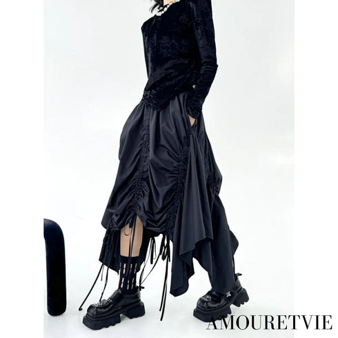 ギャザー仕様2WAYロングスカート /レディース モレビー|モード系ファッションブランド