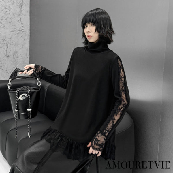 レースフリルモダンタートルネックセーター・ニット /レディース モレビー|モード系ファッションブランド