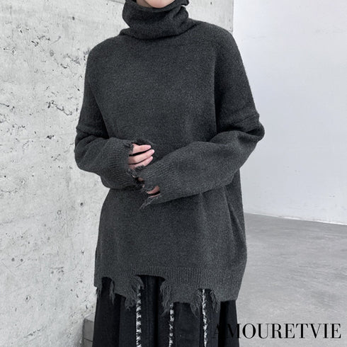 ダメージ加工タートルネックセーター・ニット /レディース モレビー|モード系ファッションブランド