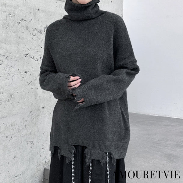 ダメージ加工タートルネックセーター・ニット /レディース モレビー|モード系ファッションブランド