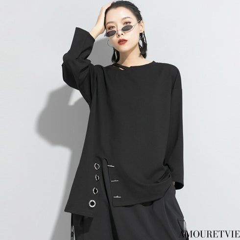 アシンメトリーリングデザインTシャツ/カットソー オーバーサイズ /レディース モレビー|モード系ファッションブランド